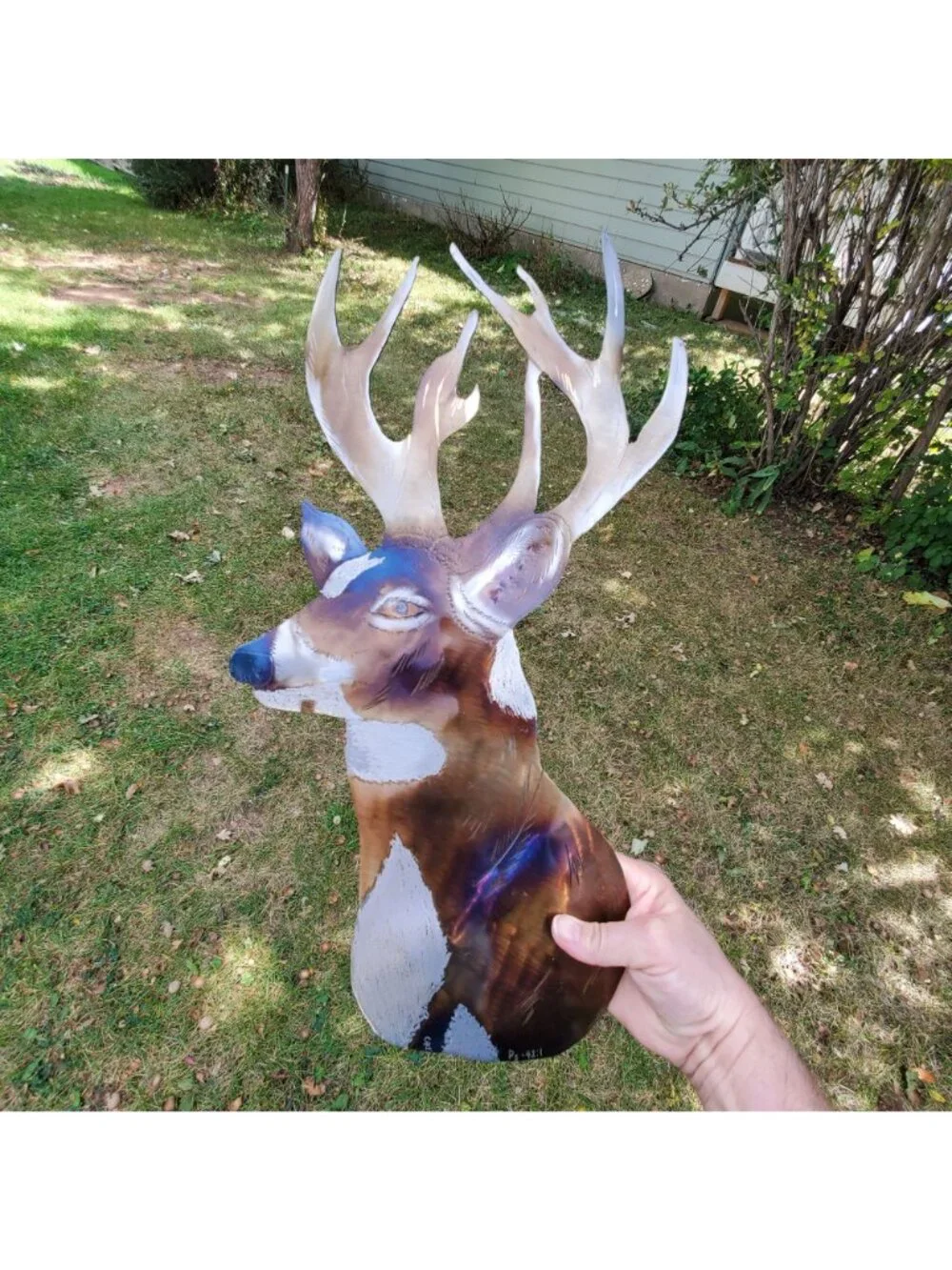White-Tailed Deer Powder Coated Metal 19 inch tall Wall Art Psalm 42:1 Signed